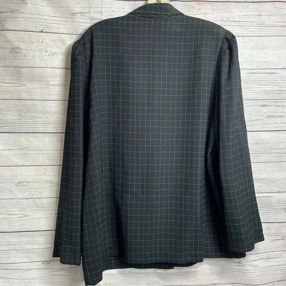 Vintage Womens Union ILGWU Plaid Navy Blue Single Button Lightweight Blazer VTG - Picture 13 of 14